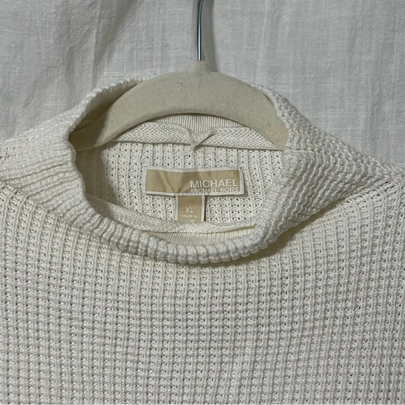 MICHAEL michael kors waffle knit mock neck sweater size XL Ivory - Picture 3 of 6